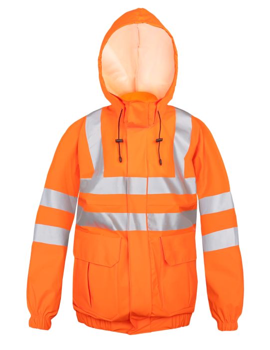 rain jacket, waterproof, water-repellent, Warning jacket model 4182, pros, ajgroup, aquapros, reflective tapes, visible