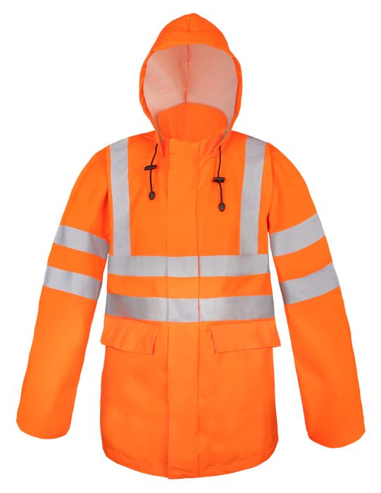 rain jacket, waterproof, water-repellent, Warning jacket model 4183, pros, ajgroup, aquapros, reflective tapes, visible