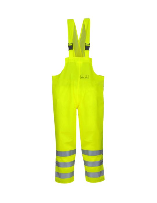 Warning bib pants Dungarees model 1011 R designed to work in unfavorable weather conditions, with limited visibility