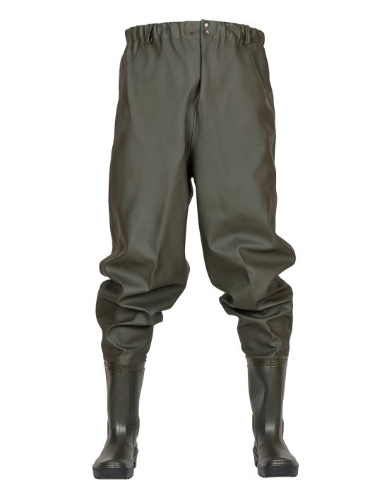 Pantalones de pesca a la cintura modelo SP03 de alta calidad con botas de agua integradas  eficazmente del viento y del agua