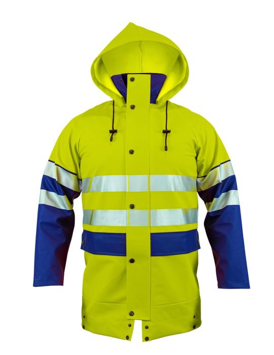 Warning jacket model 400R wo-coloured jacket for excellent protection against rain, wind and limited visibility