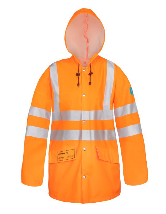 rain jacket, waterproof, water-repellent, Warning jacket model 4185, pros, ajgroup, aquapros, reflective tapes, visible