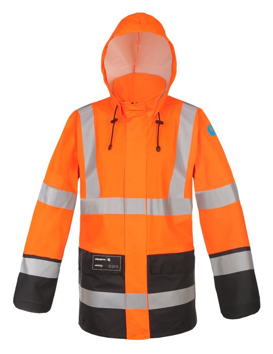 rain jacket Two-color, waterproof, water-repellent, Warning jacket model 4283, pros, ajgroup, aquapros, reflective tapes