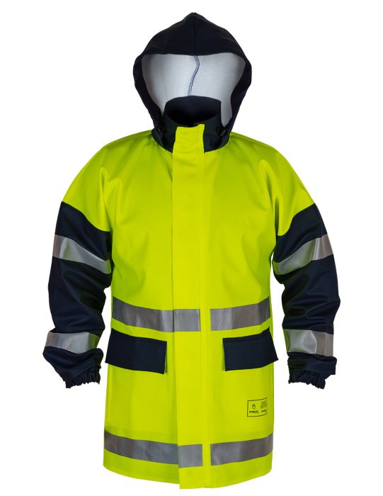 Jacket produced from waterproof, anti-electrostatic, chemo-protective and flame retardant material