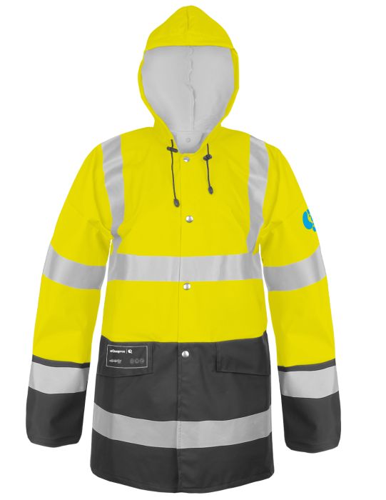 rain jacket Two-color, waterproof, water-repellent, Warning jacket model 4285, pros, ajgroup, aquapros, reflective tapes