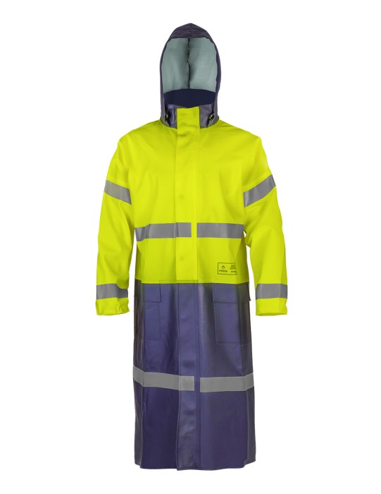 Multi-protective coat model 506A, anti-electrostatic, chemo-protective and flame retardant material