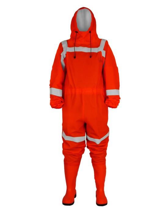 Specialist suit made of the best quality PVC-coated materials in two thicknesses.